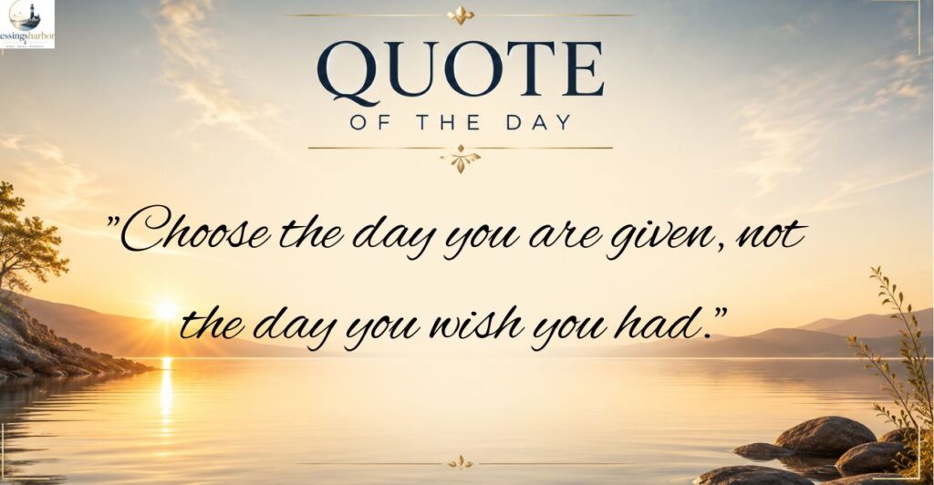 Choose the day you are given, not the day you wish you had.