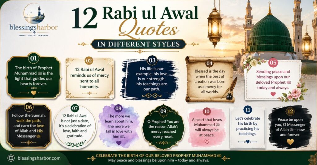 12 Rabi ul Awal Quotes in Different Styles