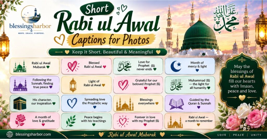 Short Rabi ul Awal Captions for Photos
